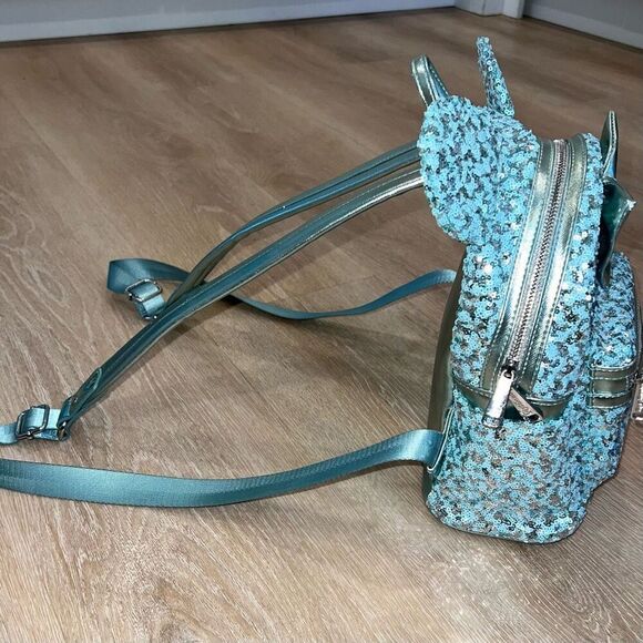 Loungefly Disney Parks Arendelle Aqua Frozen Minnie Ears Backpack Rare Retired - Picture 14 of 16